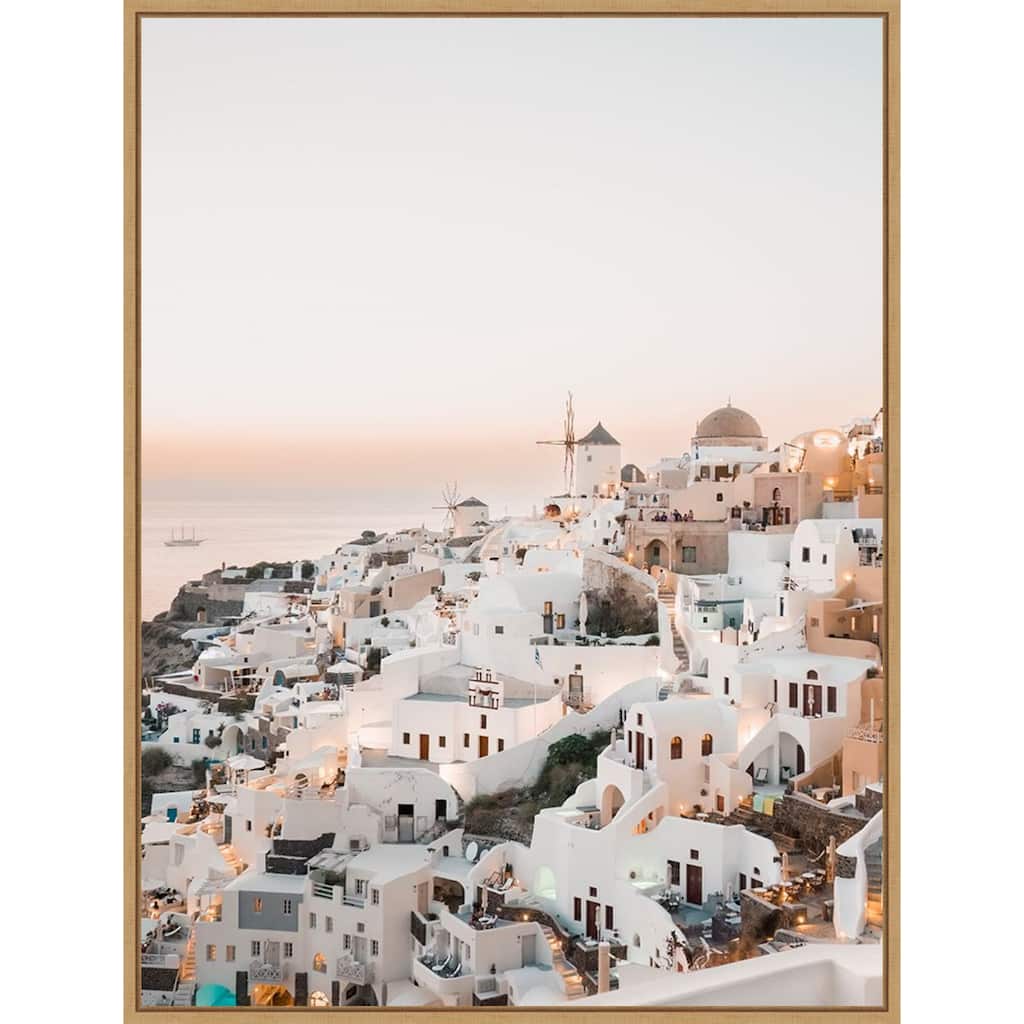 Dreamy Sunset Oia Santorini by Bella Eve Framed Canvas Wall Art Print - Sylvie Natural
