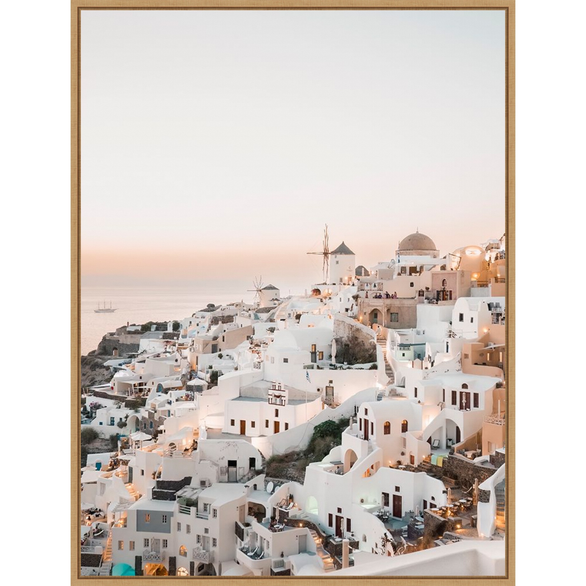 Dreamy Sunset Oia Santorini by Bella Eve Framed Canvas Wall Art Print - Sylvie Natural
