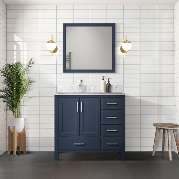 Jacques 36 in. W x 22 in. D Left Offset Dark Grey Bath Vanity