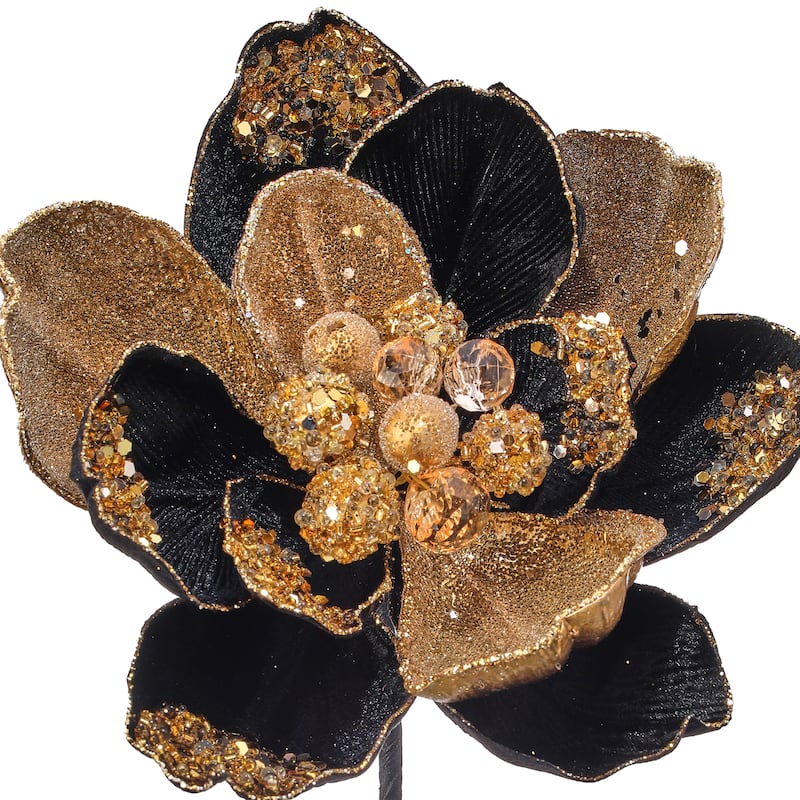 24" Iced With Jewel Encrusted Magnolia Stem