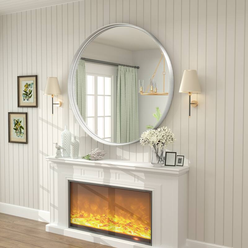 Round Tempered Glass and Metal Framed French Cleat Mounted Wall Bathroom / Vanity Mirror