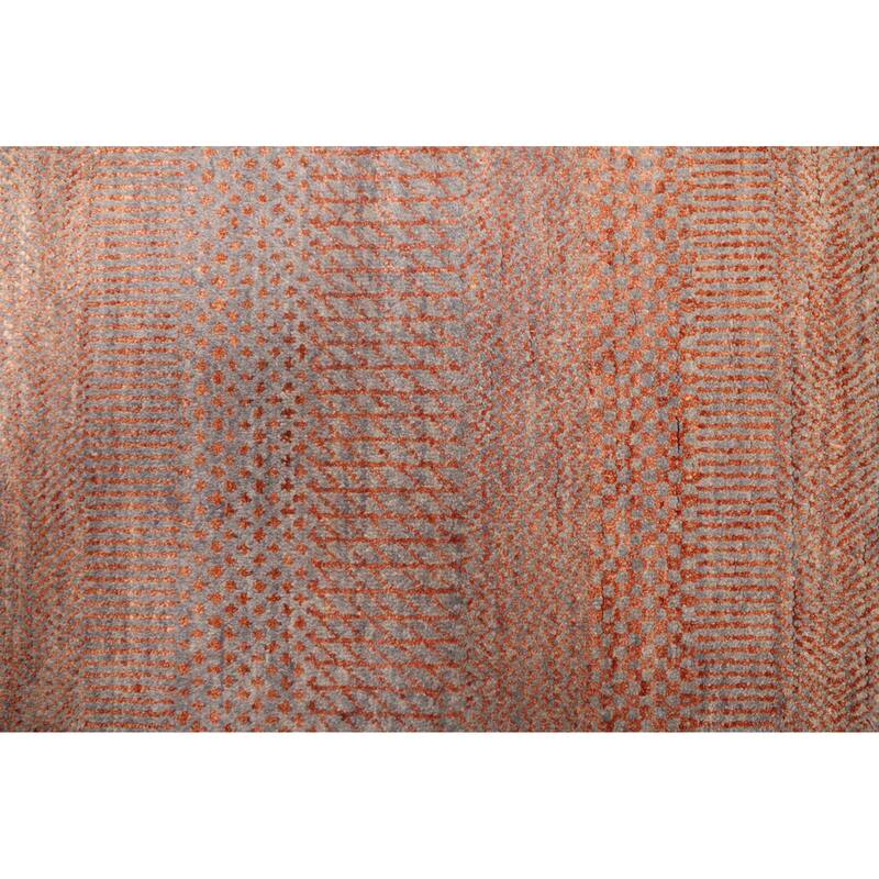 ECARPETGALLERY Hand-knotted Finest Silk Shadow Rust Silk, Wool Rug - 2'7 x 14'3