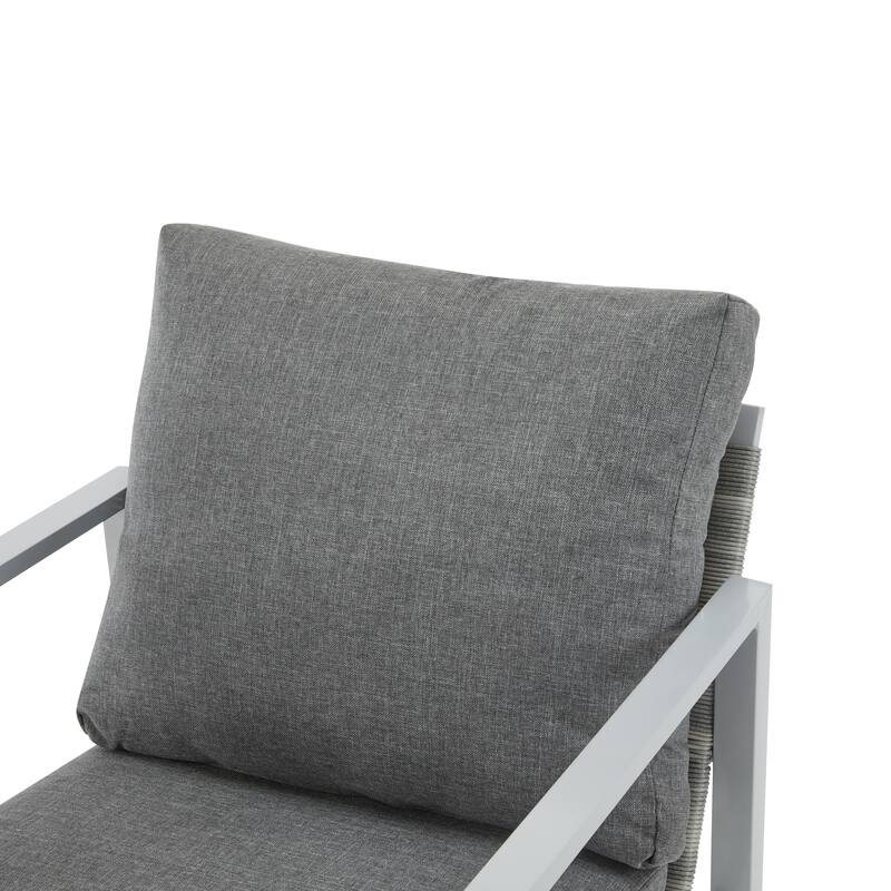 [Set of 2] Aluminum Lounge Chair with Sleek Rope Accents and Comfortable Cushions, Perfect for Modern Outdoor and Indoor Spaces