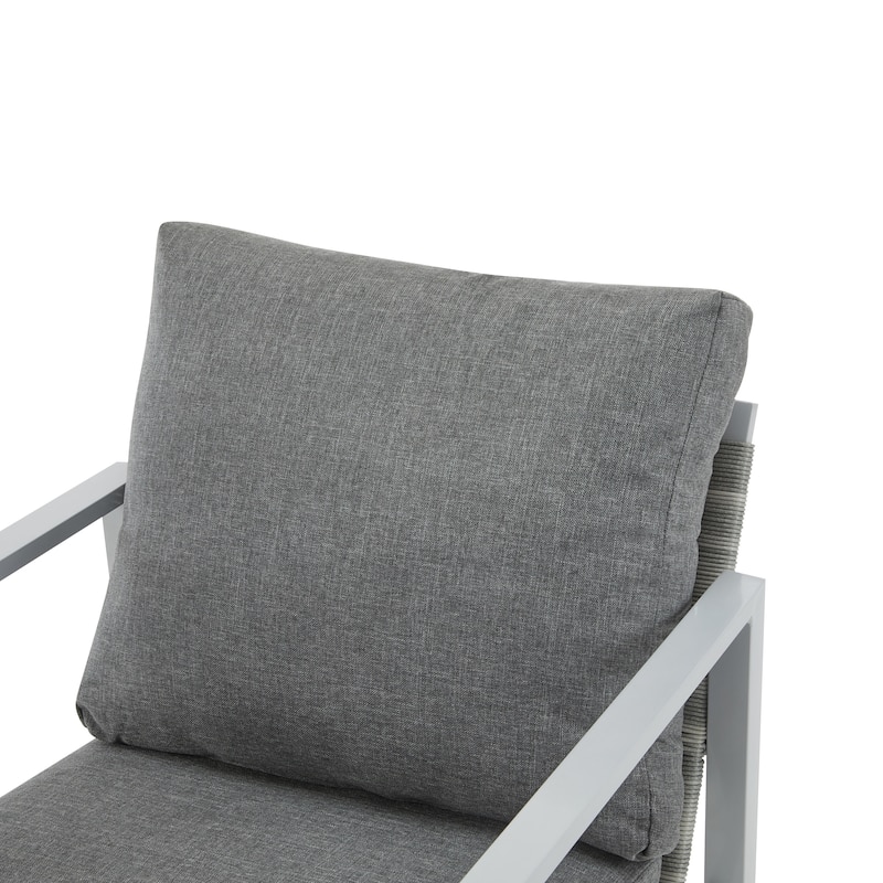 Roomfitters Modern Outdoor Lounge Chair with Aluminum Frame, Rope Accents & Cushions for Patio