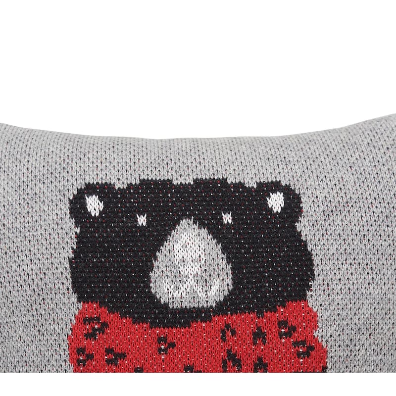 Winter Black Bear Small Christmas Accent Pillow, 10" x 10"