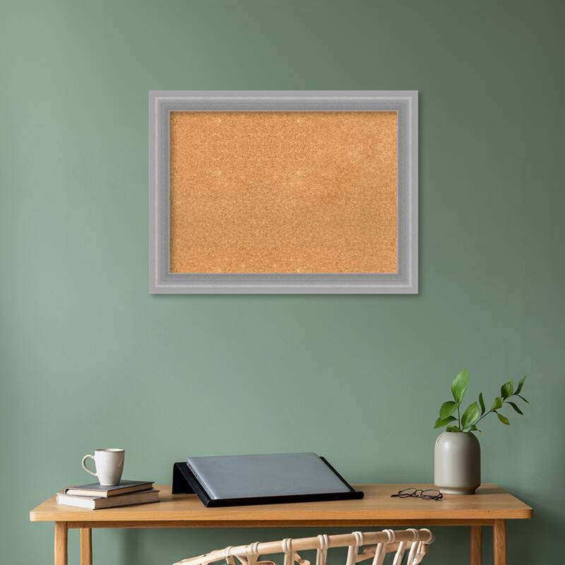 Peak Polished Nickel Narrow Framed Natural Corkboard Bulletin Board