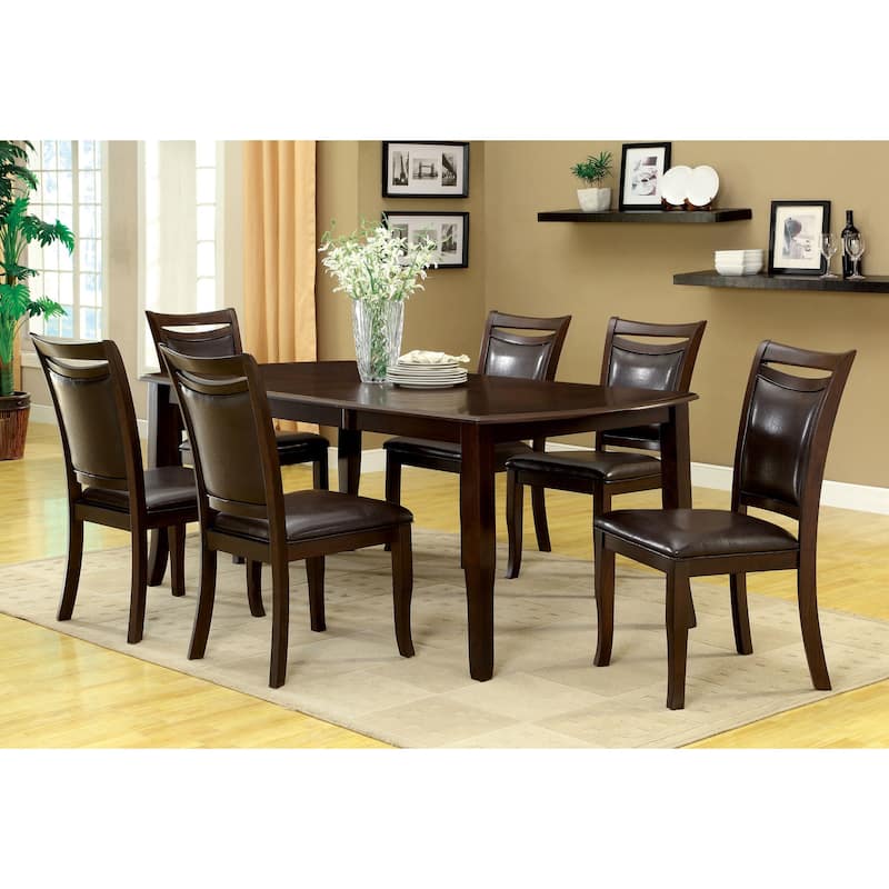 Zita Transitional Solid Wood 7-Piece Dining Set by Furniture of America - Dark Cherry/Black