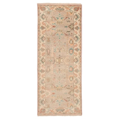ECARPETGALLERY Hand-knotted Modern Oushak Light Grey Wool Rug - 2'11 x 7'9