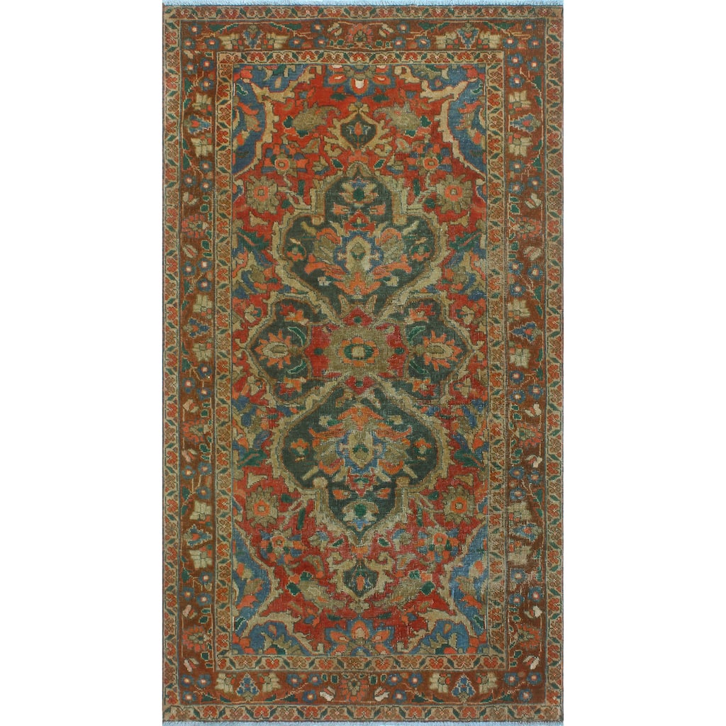 Vintage Distressed Barnard Red/Grey Runner - 4'3" x 7'7"