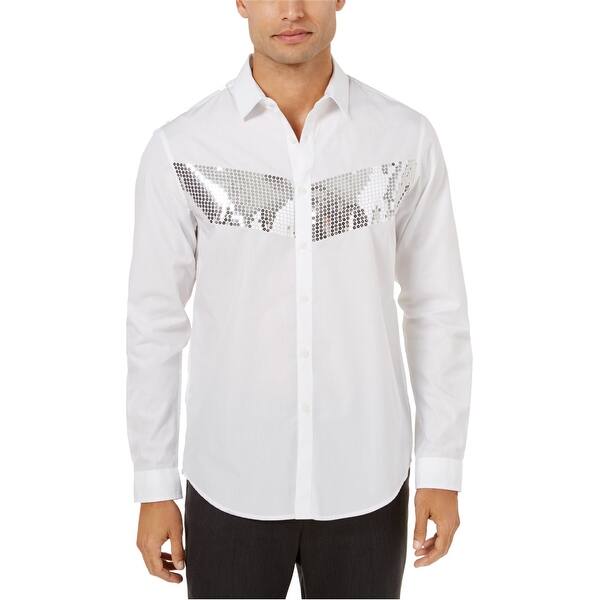 I-N-C Mens Sequins Chest Button Up Shirt, White, X-Large - Bed Bath & Beyond - 41608064 I-N-C Mens Sequins Chest Button Up Shirt, White, X-Large - Bed Bath & Beyond - 41608064
