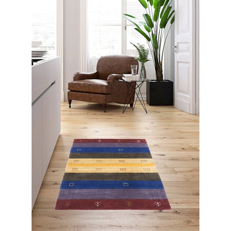 ECARPETGALLERY Hand Loomed Kashkuli Gabbeh Multi Color Wool Rug - 3'0 x 4'9