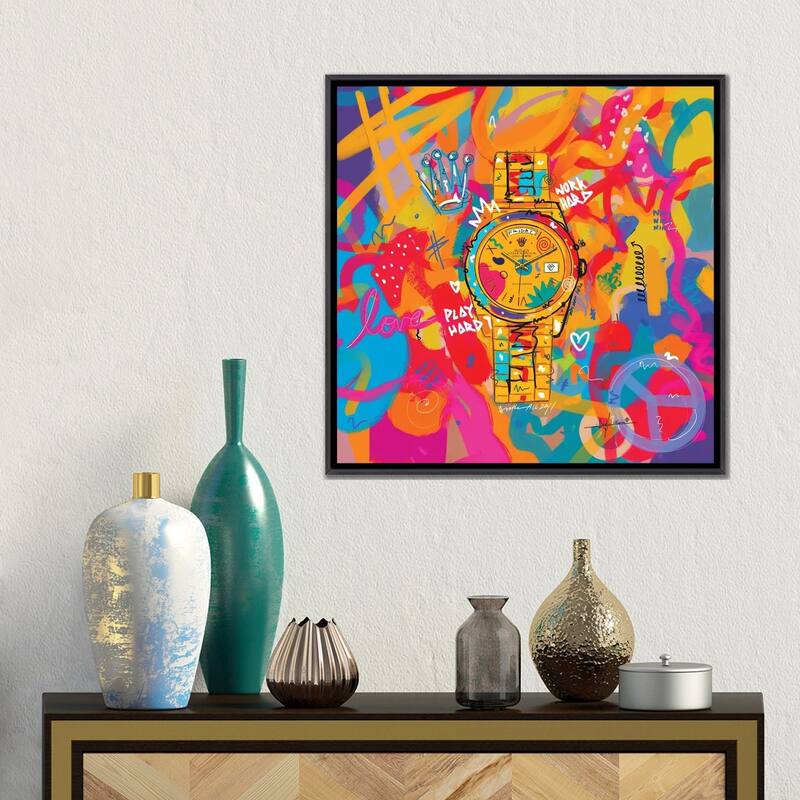 iCanvas "Rolex Friday - Hustle Hard (Square)" by NUWARHOL Framed