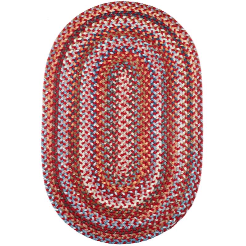 Rhody Rug Augusta Space-dye Wool Braided Rug - Red Velvet - 10' x 13' Oval