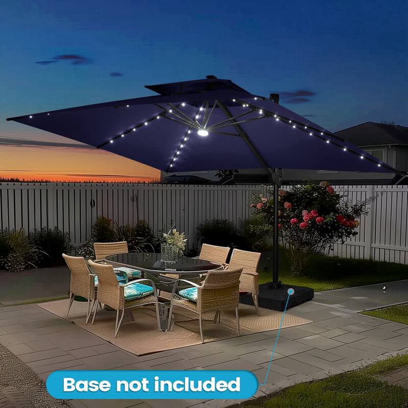 10 FT x 13 FT Outdoor LED Lighted Double Top Patio Cantilever Umbrella