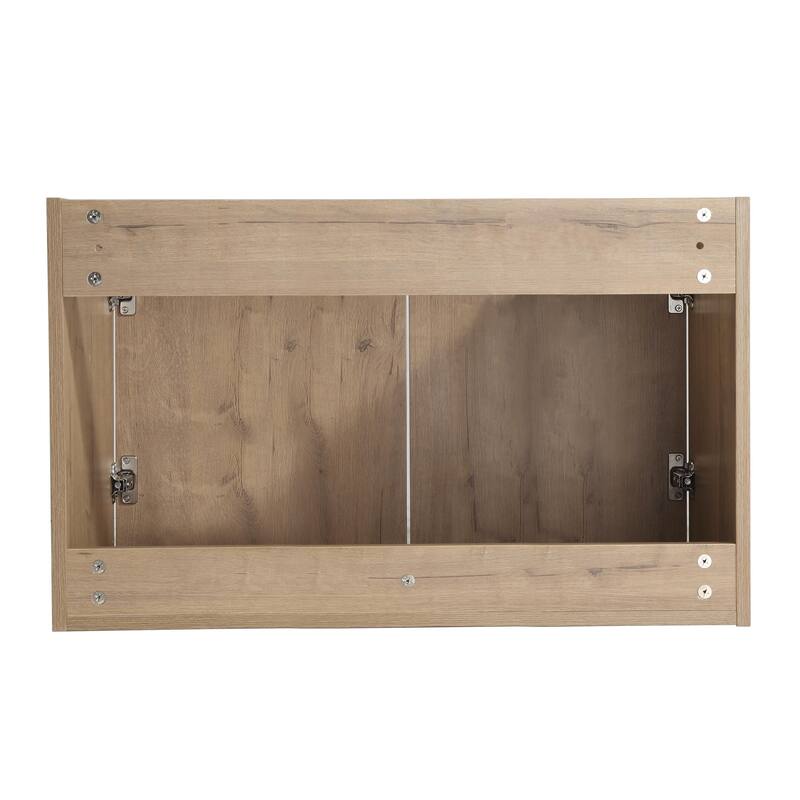 Modern Floating Bathroom Vanity with Single Resin Sink, Soft-Close Doors, Ample Storage, and Luxury Metal Handles