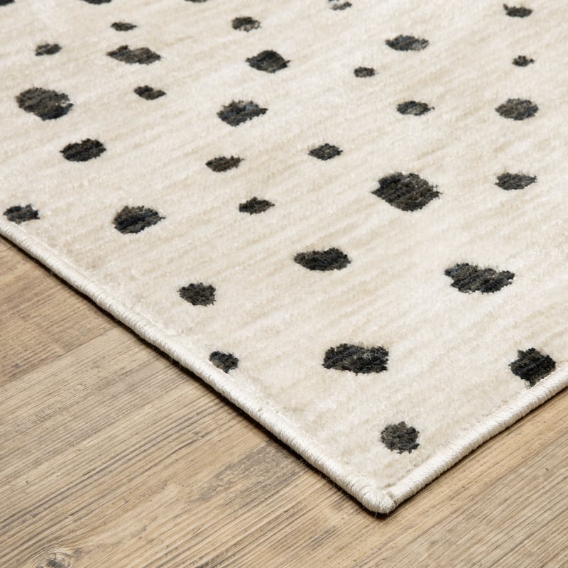 Hansel Abstract Playful Dots Beige/ Black Area Rug