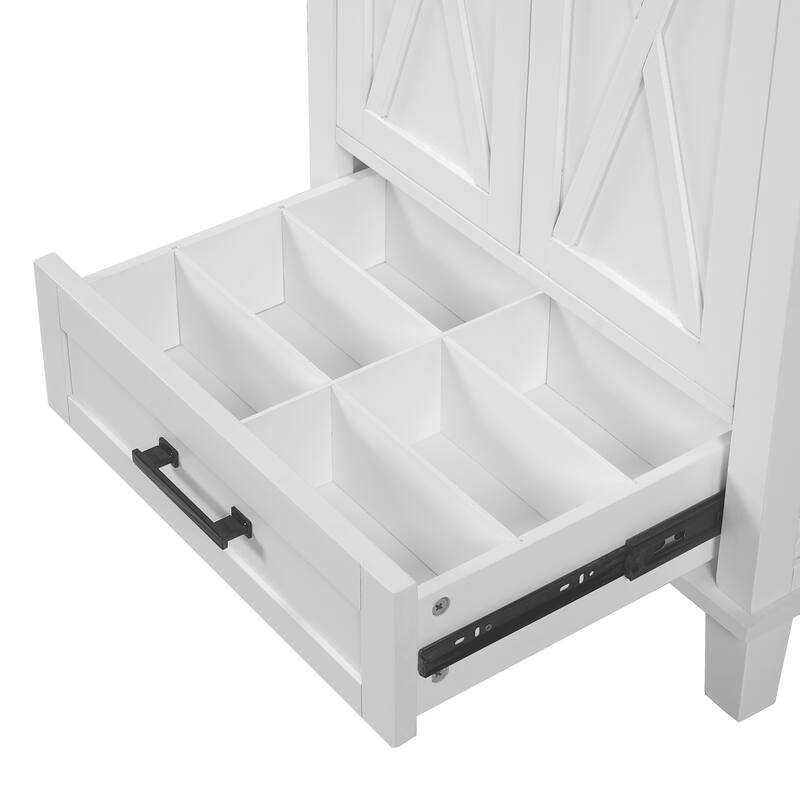 Bathroom Vanity with Sink, Bathroom Wooden Storage Cabinet, Free Standing Bathroom Vanity with Divided Drawer & Double Shelf