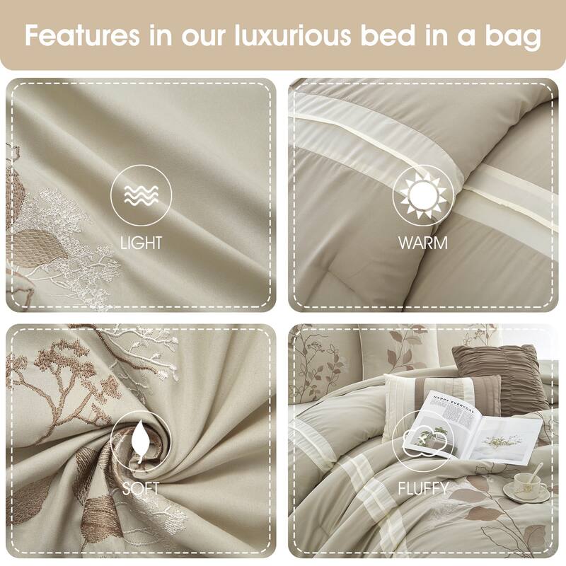 Nanshing Tracy 7-Piece Minimalist Botanical Comforter Set
