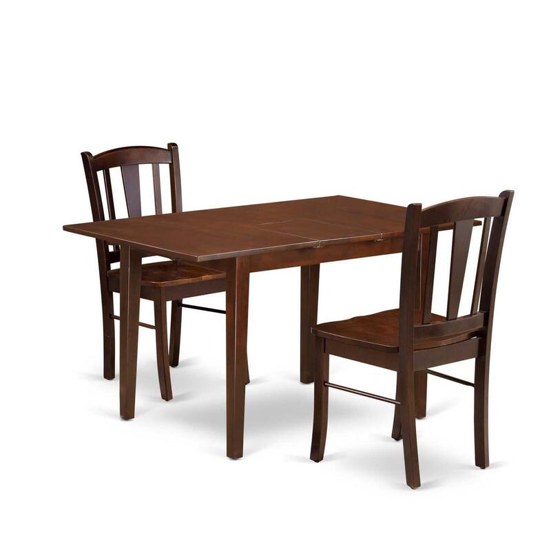 HomeStock 3-Pc Mahogany Finish Solid Wood Top with Butterfly Leaf Dining Table Set