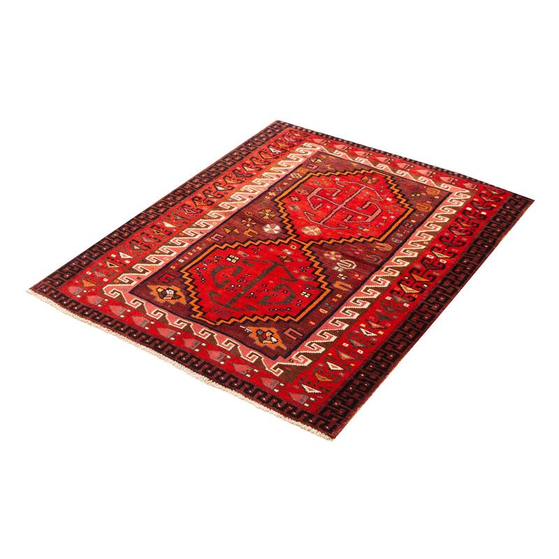 ECARPETGALLERY Hand-knotted Melis Vintage Red Wool Rug - 4'10 x 5'11