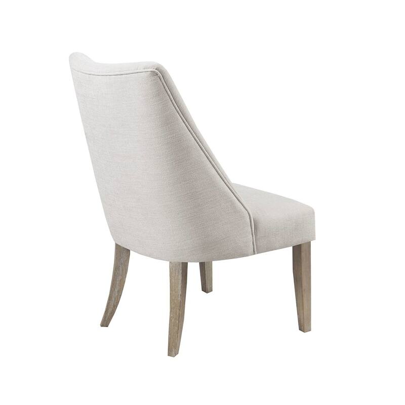 High Back Upholstered Dining Chair Set of 2 with Farmhouse Solid Legs
