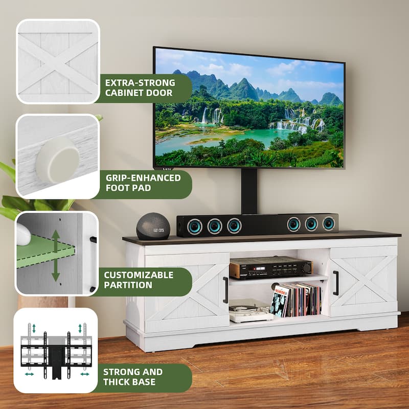 Moasis Farmhouse TV Stand Media Consolewith Adjustable Mount for TVs up to 70"