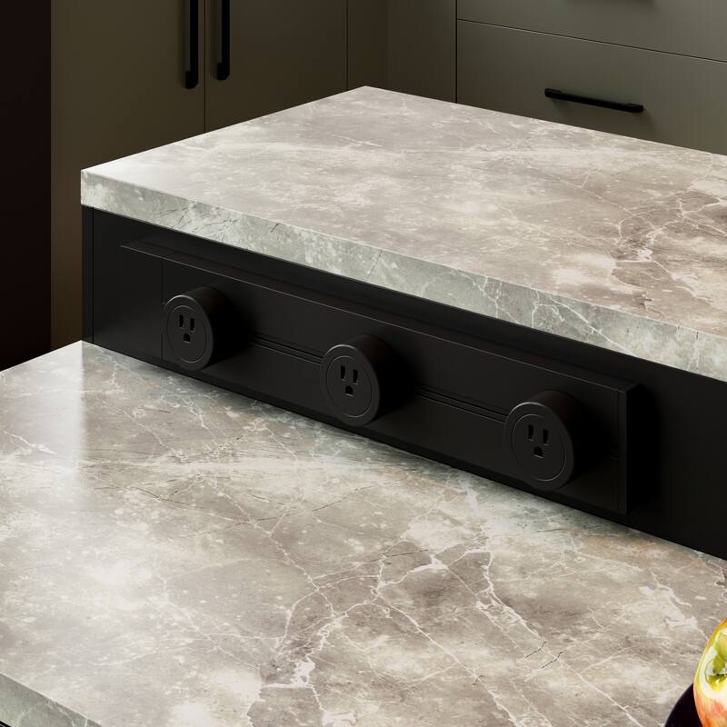 Large Kitchen Island with Storage and Power Outlet, 94.5” Kitchen Island Cabinet with Drawers and Shelves, Kitchen Island