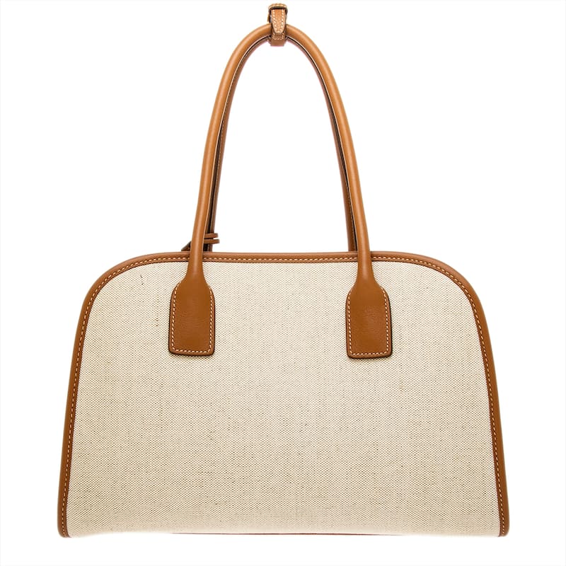 Prada Medium Canvas and Leather Top Handle Bag