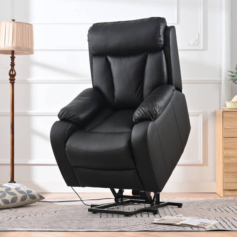 Blue Power Lift Recliner for Seniors with Remote, Anti-Skid Upholstery, Overstuffed Cushion, and Side Storage Pocket