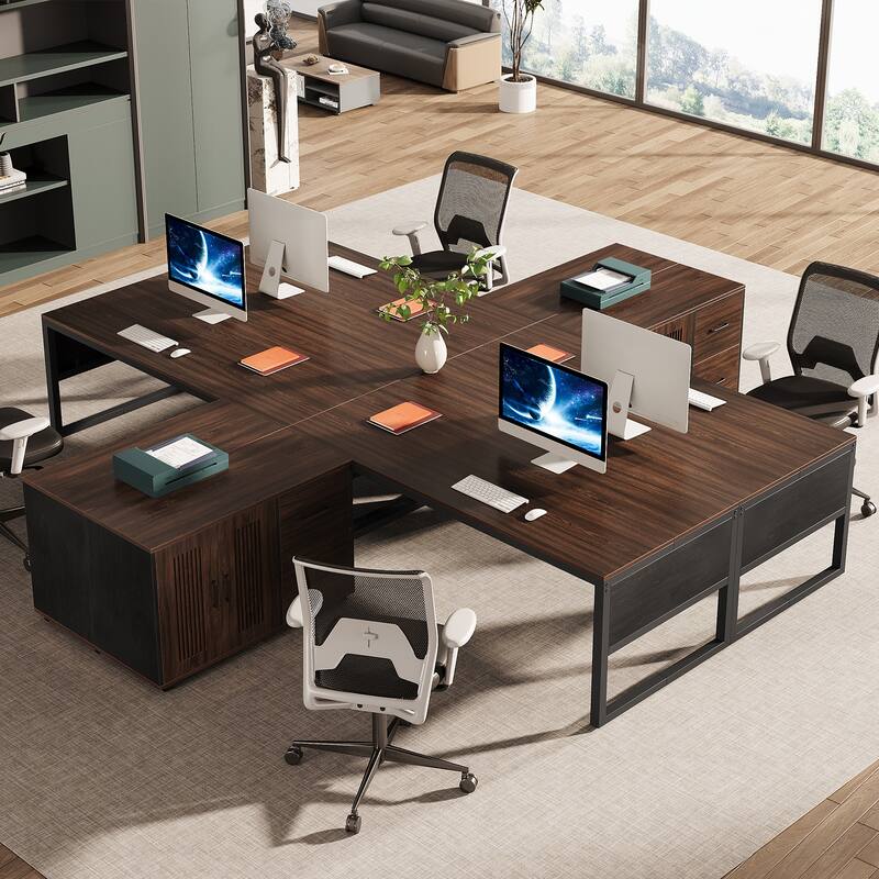 63'' Executive Computer Desk and Mobile File Cabinet for Home Office