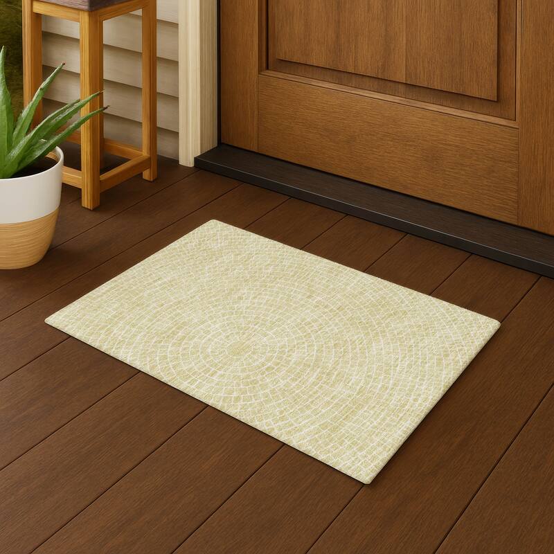 Machine Washable Indoor/ Outdoor Modern Gravity Chantille Rug - Wheat - 1'8" x 2'6"