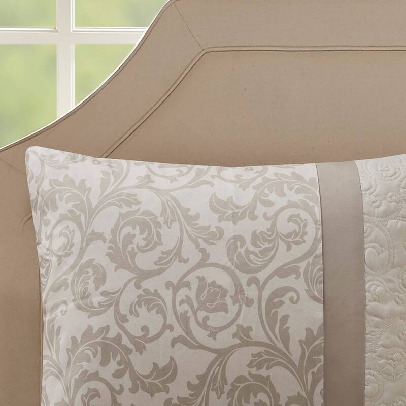 Anmytek Queen Size 8 Piece Embroidered Comforter Set Neutral Beige Bed in a Bag Luxury Bedding Collection