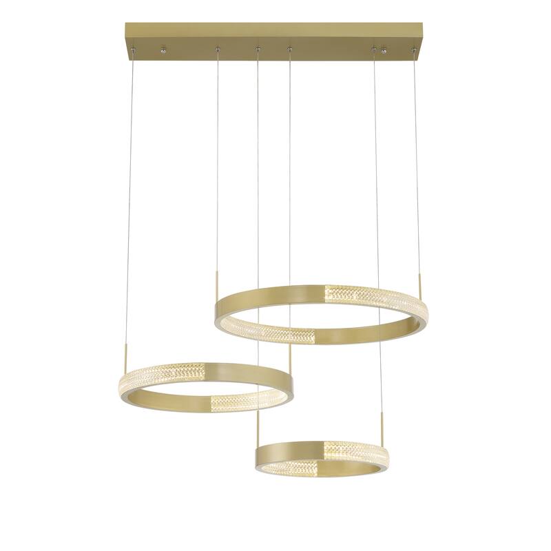 3-Light Statement Tiered LED Chandelier - 15.75'' H x 28.74'' W x 19.88'' D