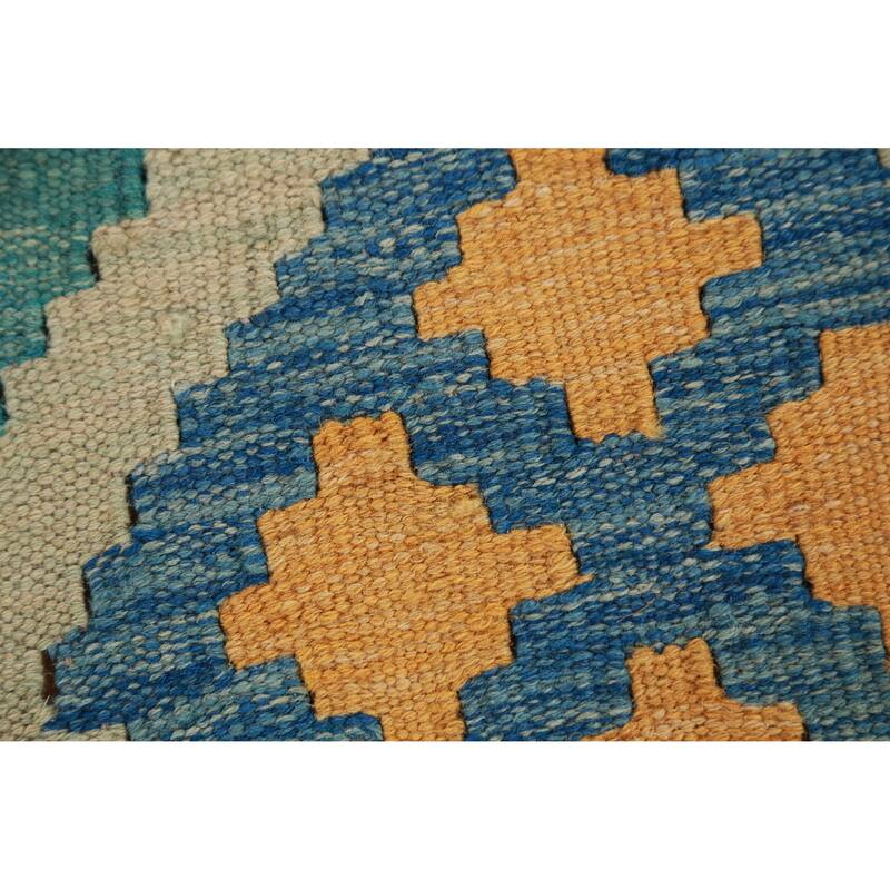 Hand Woven Oriental 100% Wool Carpet Southwestern Geometric Multi-Colored Kilim Area Rug - 8' 3'' X 5' 7''