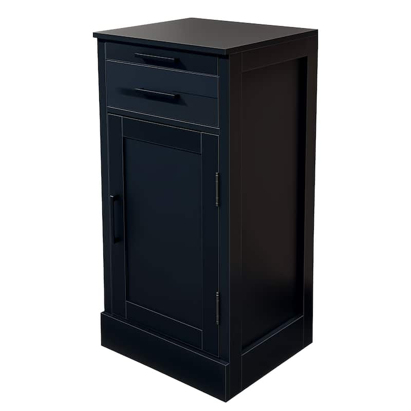 Anmytek Black Bar Cabinet with Drawers and Adjustable Shelf Modern Home Bar Storage