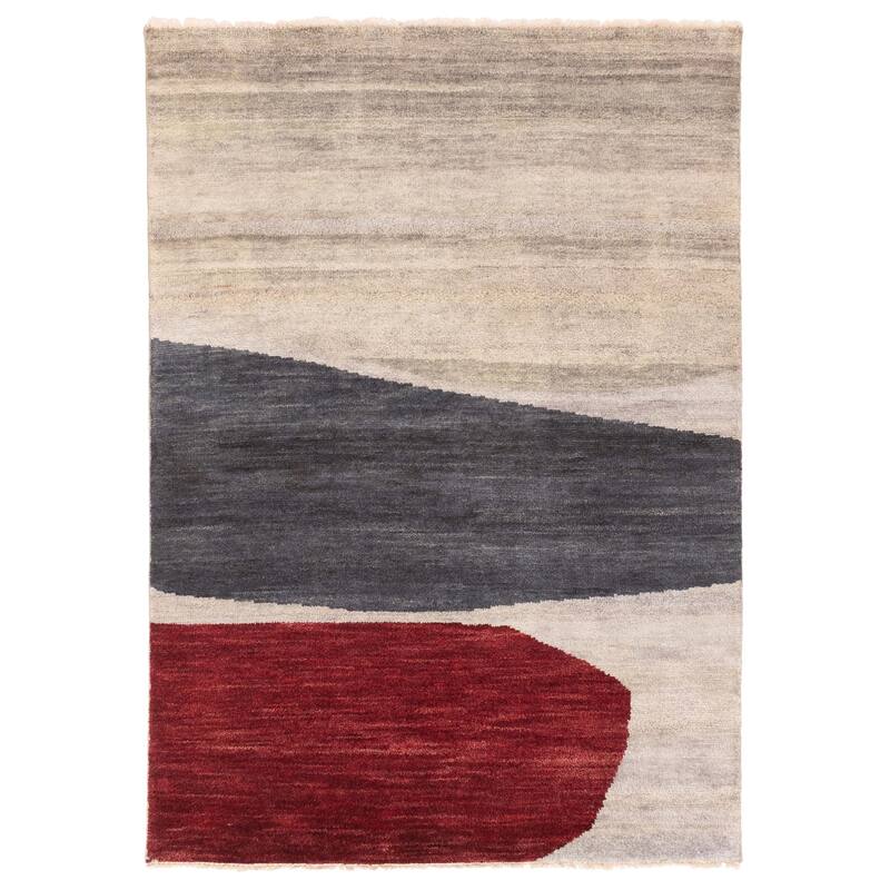 ECARPETGALLERY Hand-knotted Peshawar Ziegler Light Grey Wool Rug - 5'0 x 7'0
