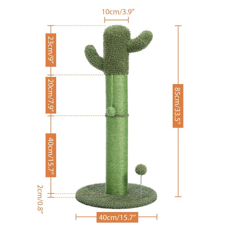 Large Cactus Cat Scratching Post with Natural Sisal Ropes, Cat Scratcher