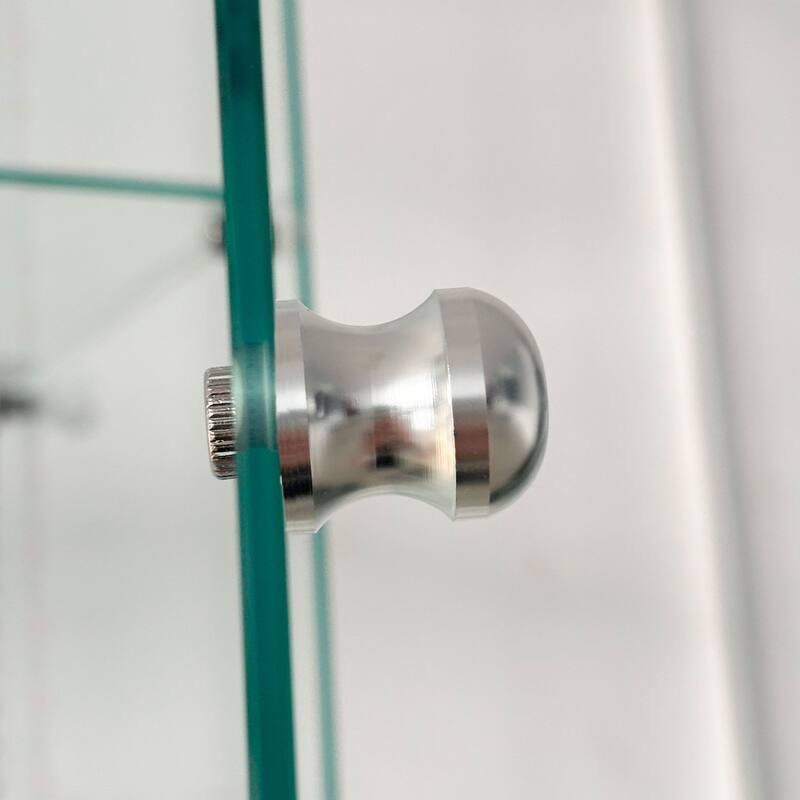 Tempered Glass Display Cabinet, File Cabinet, Tempered Glass Top, Bluetooth LED Light Strip, with Door Lock