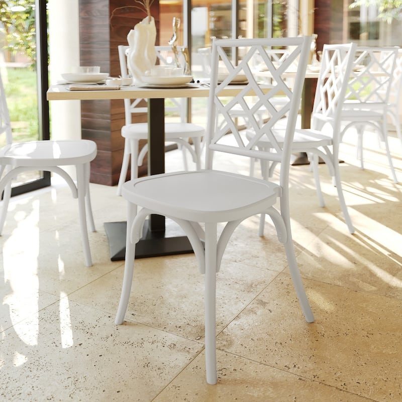 2PK Commercial Solid Wood Stackable Dining Chair with Intricate Back - 19.75"D x 17.25"W x 35.5"H