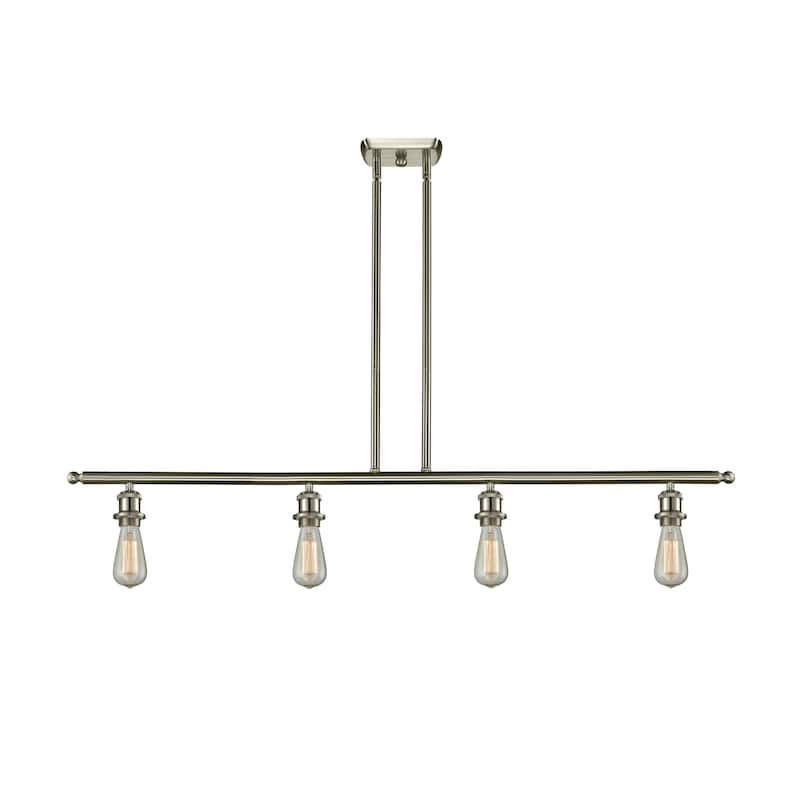 Innovations Lighting Bare Bulb 4 Light 48" Wide Linear Chandelier - Brushed Satin Nickel