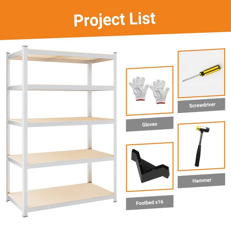 Heavy Duty 5Tier Metal Utility Shelves，Adjustable Garage Storage