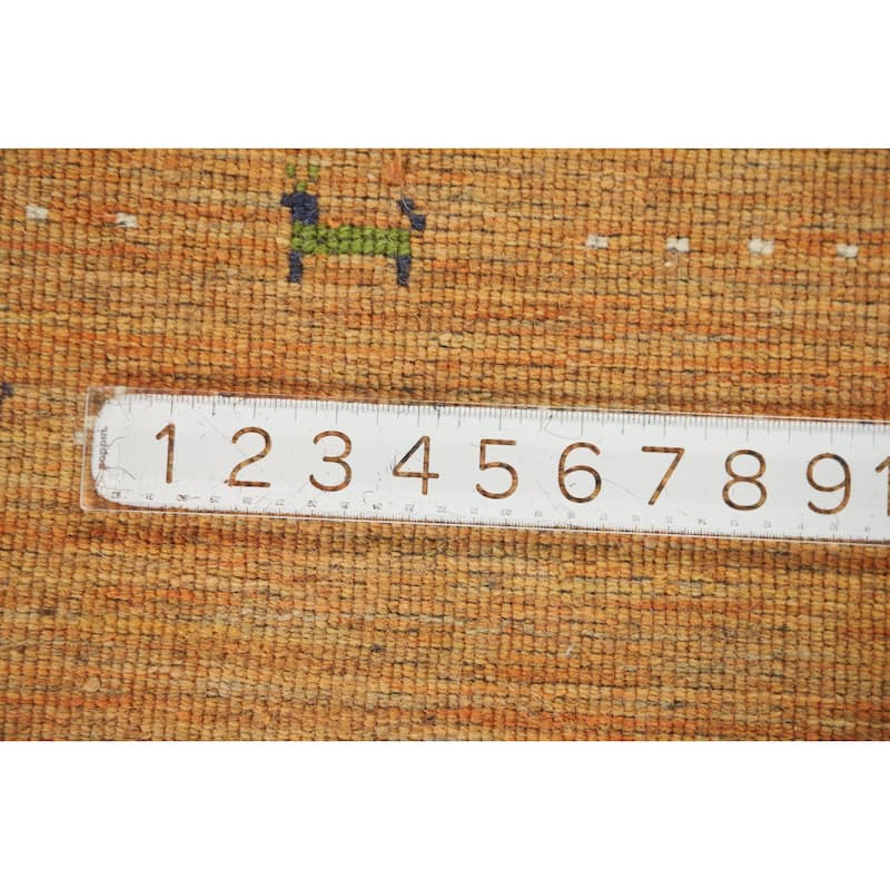 Orange Gabbeh Indian Rug Handmade Bedroom Wool Carpet - 4'1" x 5'8"