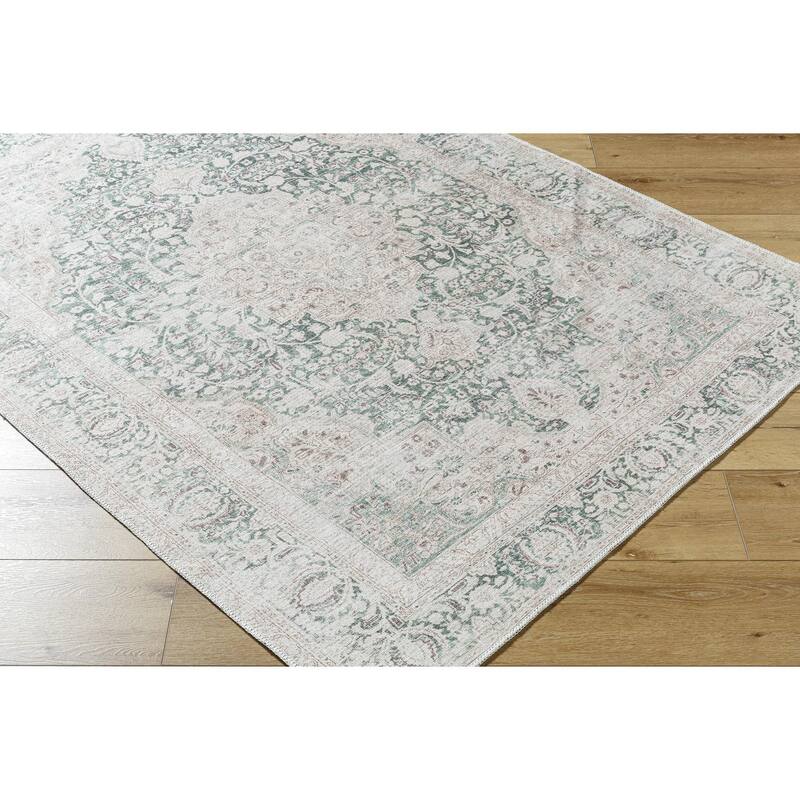Livabliss Traditional Amelie Medallion Washable Area Rug