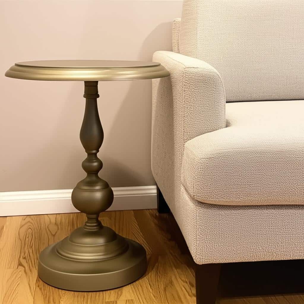 HomeRoots 24" Brass Aluminum Round Pedestal End Table - 18.5 in. x 24 in. x 18.5 in.