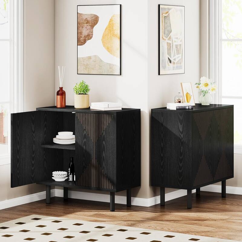 White Sideboard Buffet Set, Modern Sideboard Storage Cabinet with Door