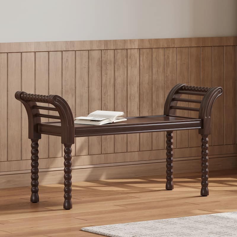 Retro Style Wooden Platform Bed Set