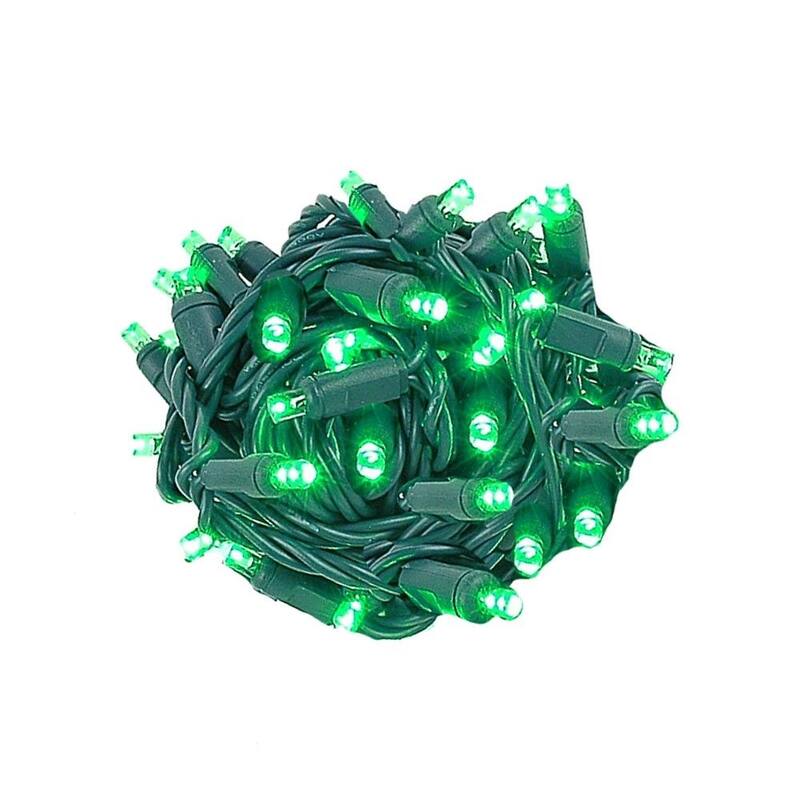 70 Light LED Christmas Mini Light Set, Patio Lights, Warm White, Green Wire, 25’ - Green