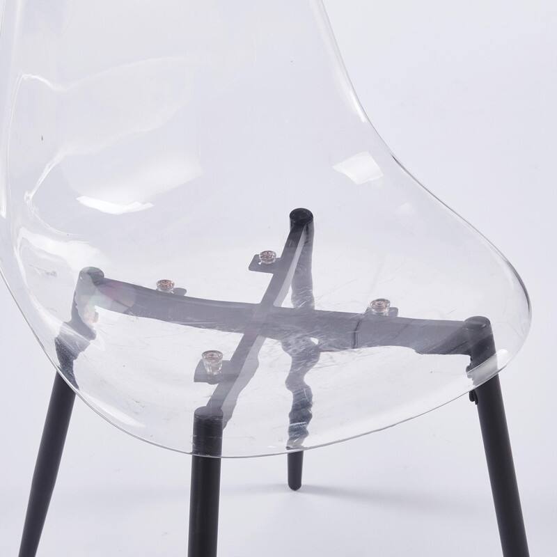 Modern Transparent Dining Chair with Clear Shell and Metal Legs, Easy-Clean Accent Chair for Home or Office