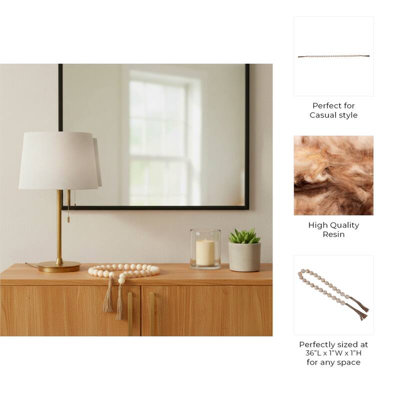 Decorative Resin Beaded Garland with Tassels - 36"