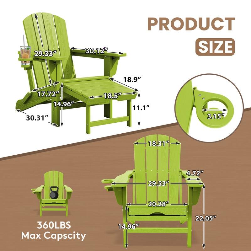Folding Outdoor Chair with 3-Position Reclining Backrest & Telescoping Footrest